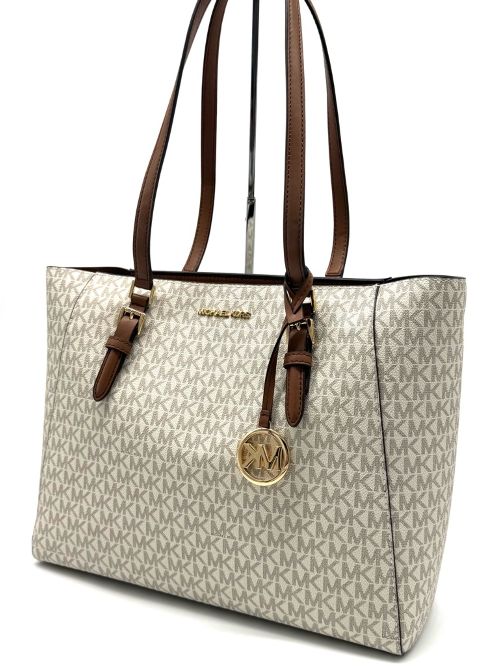 Michael Kors Charlotte Large 3-in-1 Signature Logo Tote Bag Vanilla/ Brown